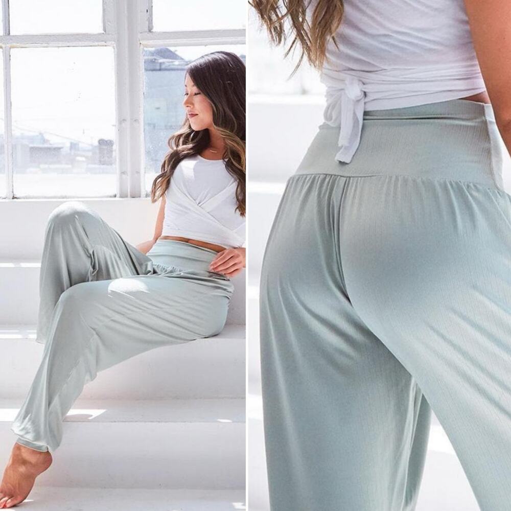 NAMA Liquid Genie Pant Emerald Green Satin Trousers Sz S